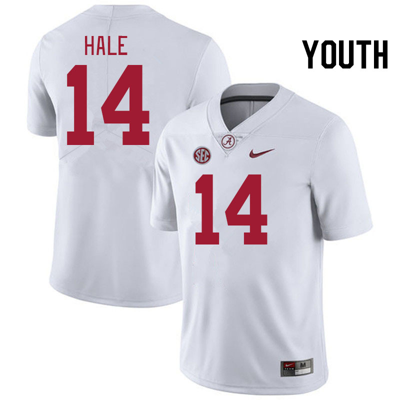 Youth #14 Jalen Hale Alabama Crimson Tide College Football Jerseys Stitched-White